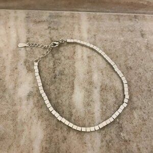 925 Sterling Silver Dainty Cube Bracelet Minimalist Tiny Block Bracelet